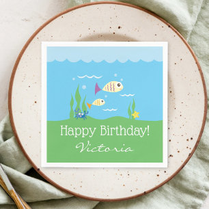 Cute Under the Sea Ocean Aquarium Birthday Party Napkin