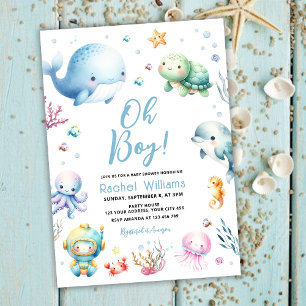Cute Under the Sea Oh Boy Baby Shower Invitation