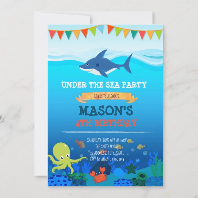 Cute under the sea party invitation (Front)