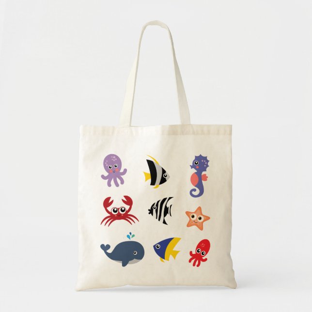 Cute Under the Sea - Sea Creatures Tote Bag (Front)