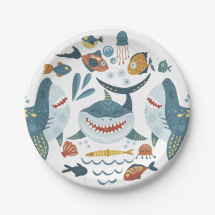 Cute under the sea shark fish pattern paper plate