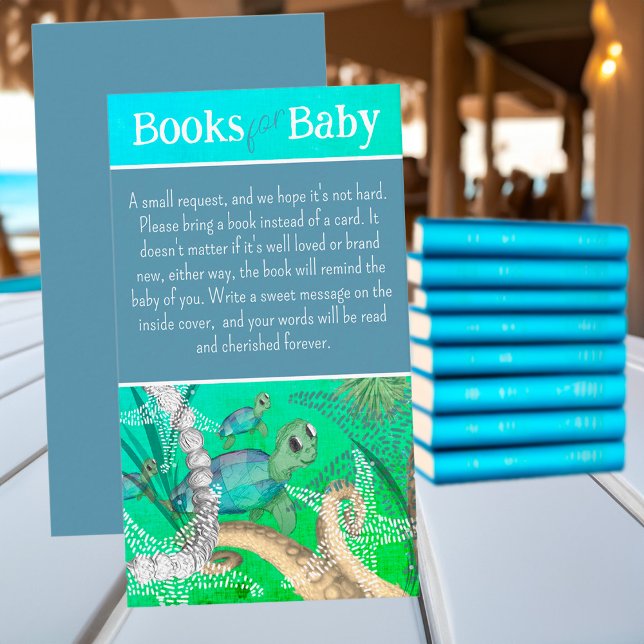 Cute Under the Sea Turtle Books for Baby Enclosure Card (Under the Sea Baby Shower Books for Baby Enclosure Card)