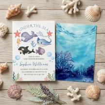Cute Under The Sea Watercolor Baby Shower