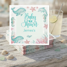Cute Under the Sea Watercolor Ocean Baby Shower