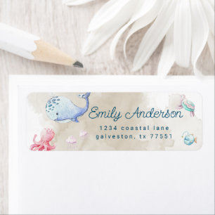 cute under the sea watercolor return address label