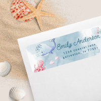 cute under the sea watercolor return address label