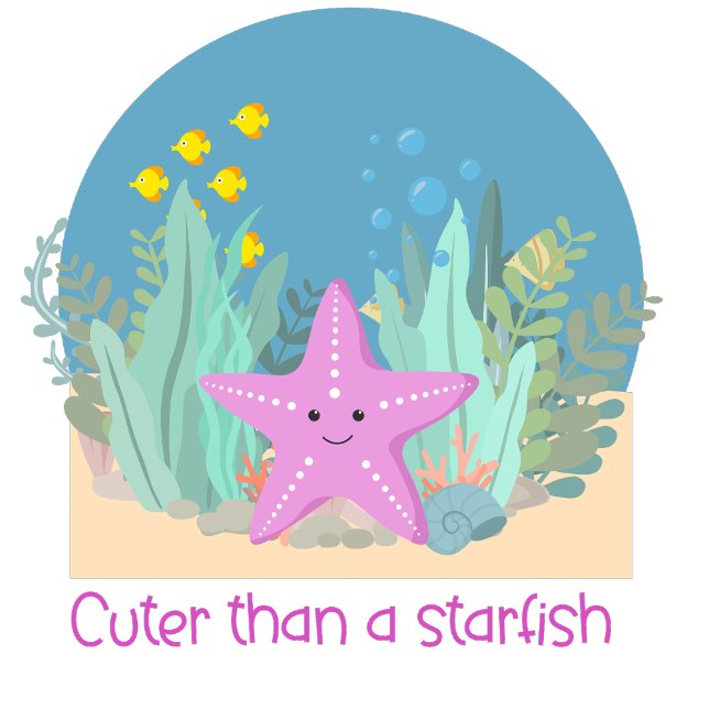Cute Undersea Quote Starfish Illustration Baby Bodysuit (Creator Uploaded)