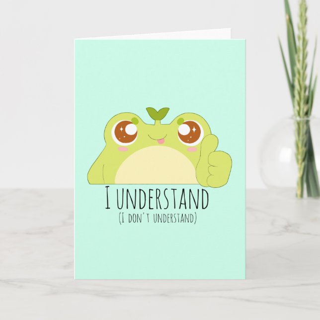 Cute Understand Green Frog Card (Front)