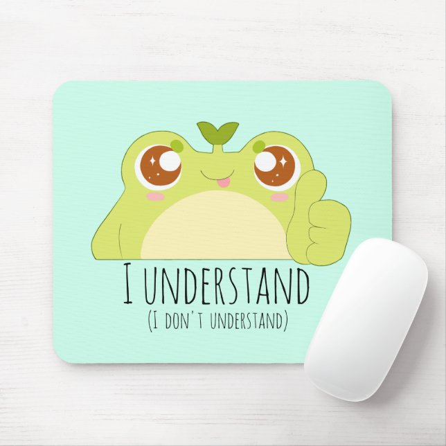 Cute Understand Green Frog Mouse Pad (With Mouse)
