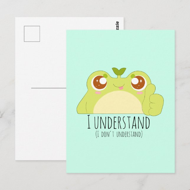 Cute Understand Green Frog Postcard (Front/Back)