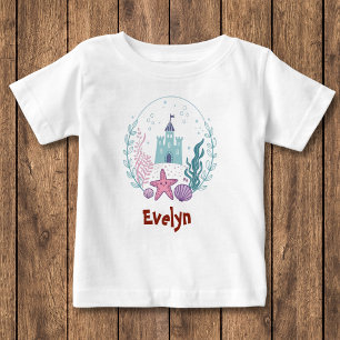 Cute Underwater Castle with Starfish and Seashells Baby T-Shirt