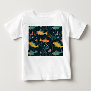 Cute Underwater Goldfish Koi Aquatic Plant Pattern Baby T-Shirt