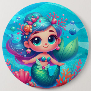 Cute underwater mermaid 6 cm round badge