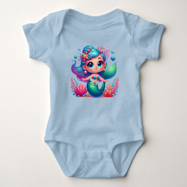 Cute underwater mermaid baby bodysuit (Front)