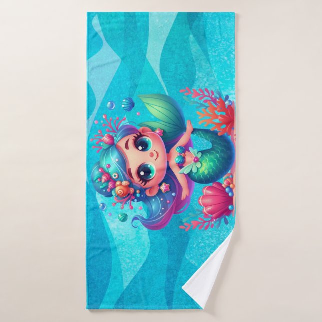 Cute underwater mermaid bath towel (Bath Towel)