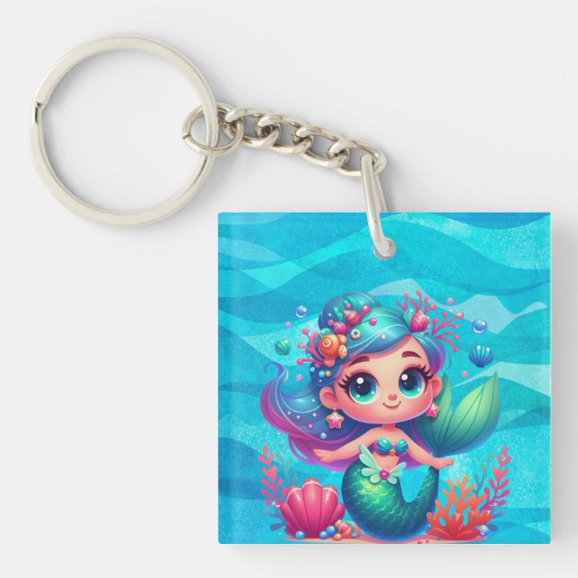 Cute underwater mermaid key ring (Front)