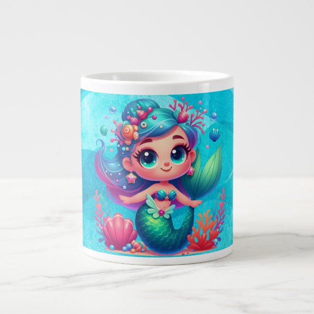 Cute underwater mermaid large coffee mug (Front)