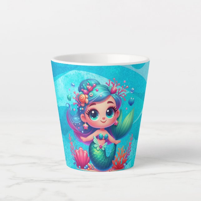 Cute underwater mermaid latte mug (Front)
