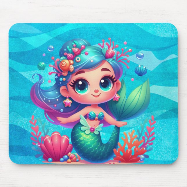 Cute underwater mermaid mouse pad (Front)