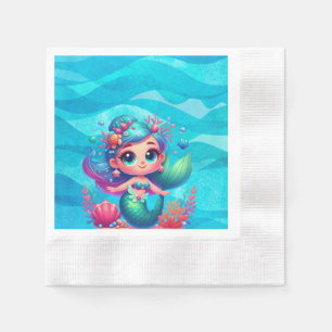 Cute underwater mermaid napkin
