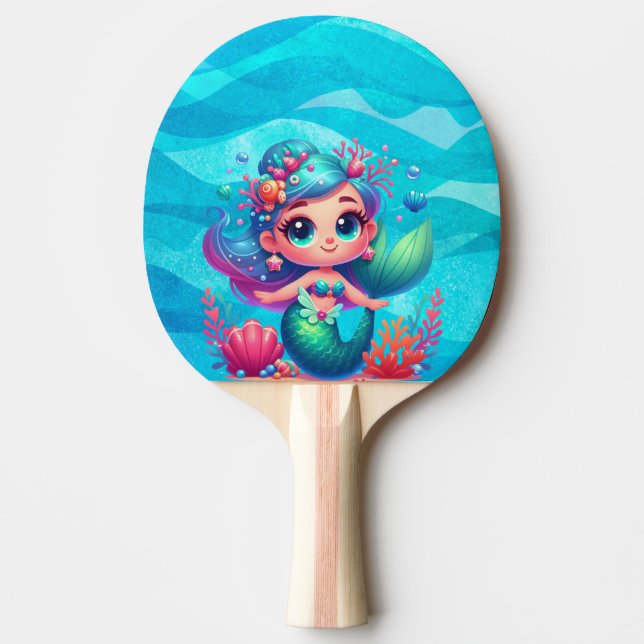 Cute underwater mermaid ping pong paddle (Front)