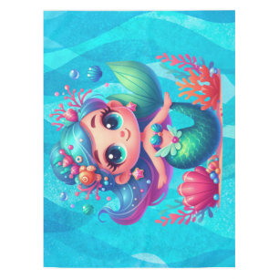 Cute underwater mermaid tablecloth