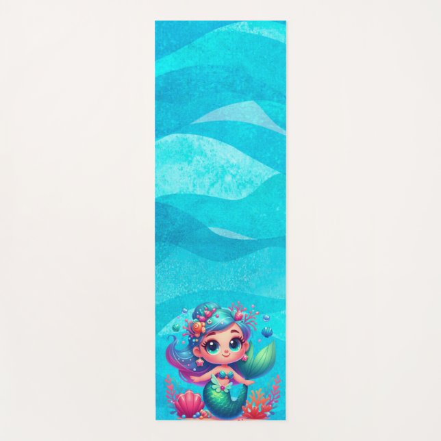 Cute underwater mermaid yoga mat (Front)