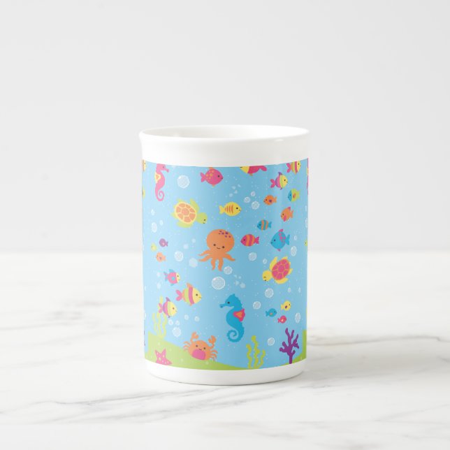 Cute Underwater Scene Bone China Mug (Front)