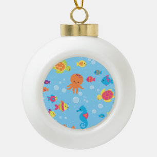 Cute Underwater Scene Ceramic Ball Christmas Ornament