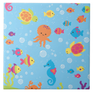 Cute Underwater Scene Ceramic Tile