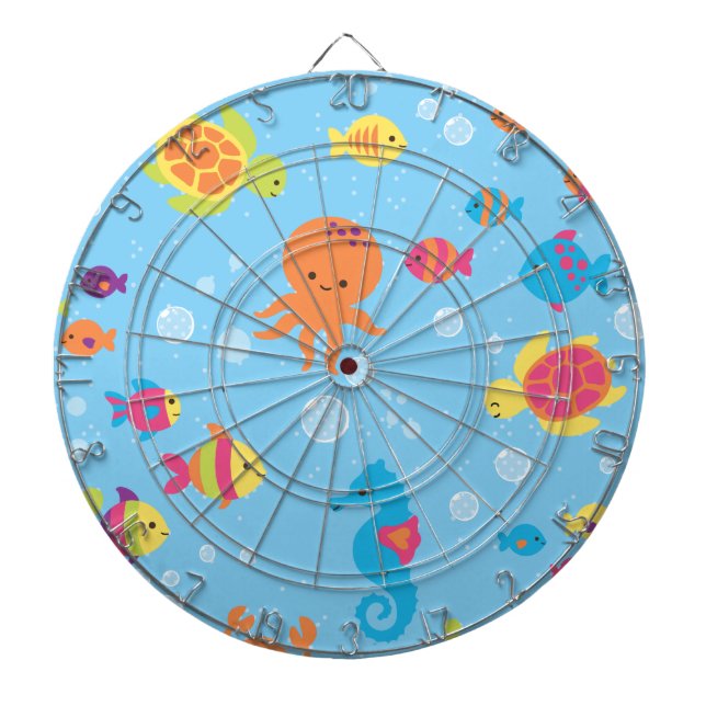 Cute Underwater Scene Dartboard (Front)