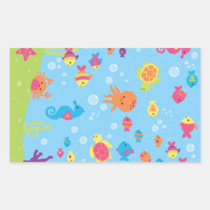 Cute Underwater Scene Rectangular Sticker