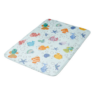Cute Underwater Sea Life Bath Mat
