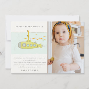 Cute Underwater Submarine Photo Any Age Birthday Thank You Card