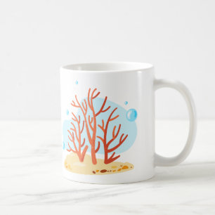 Cute underwater world. Ocean life. Red coral reef Coffee Mug