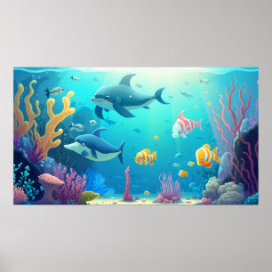 Cute Underwater World Poster