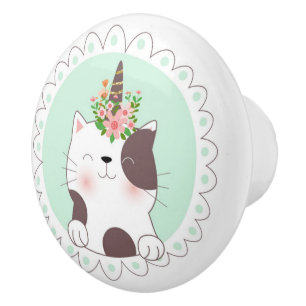 Cute Unicat Ceramic Knob