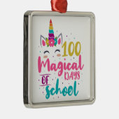 Cute Unicorn 100 Magical Days Of School Metal Ornament (Right)