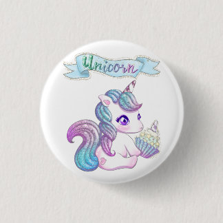 Cute unicorn 3 cm round badge