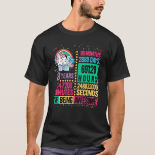 Cute Unicorn 8 Years Lifetime Rainbow 8th Birthday T-Shirt