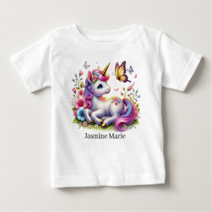 Cute unicorn add name fantasy Baby  Baby T-Shirt