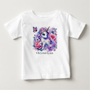 Cute unicorn add name fantasy  baby T-Shirt