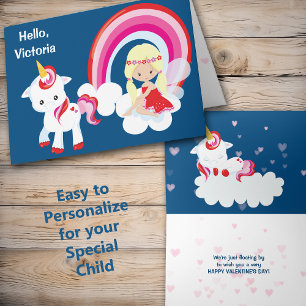 Cute Unicorn and Fairy Princess Valentine Card