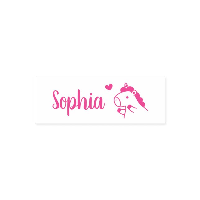 Cute Unicorn and Heart, Girls Name Self-inking Stamp (Design)
