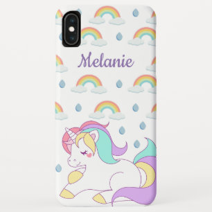 Cute Unicorn and Rainbows Personalised iPhone XS Max Case