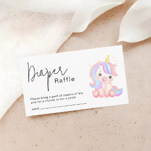 Cute Unicorn Baby Shower Diaper Raffle Ticket Enclosure Card