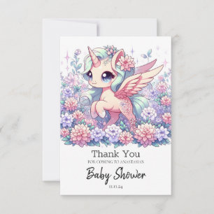 Cute Unicorn Baby Shower Thank You Card