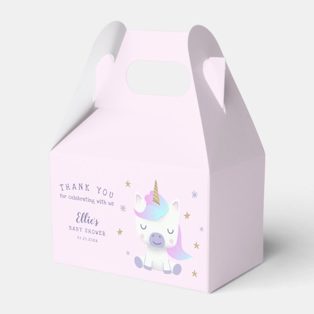 Cute Unicorn Baby Shower Thank You Favour Box (Front Side)