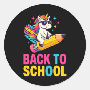 Cute Unicorn Back To School First Day Of School Classic Round Sticker