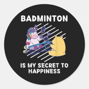 Cute Unicorn Badminton Is My Secret To Happiness U Classic Round Sticker